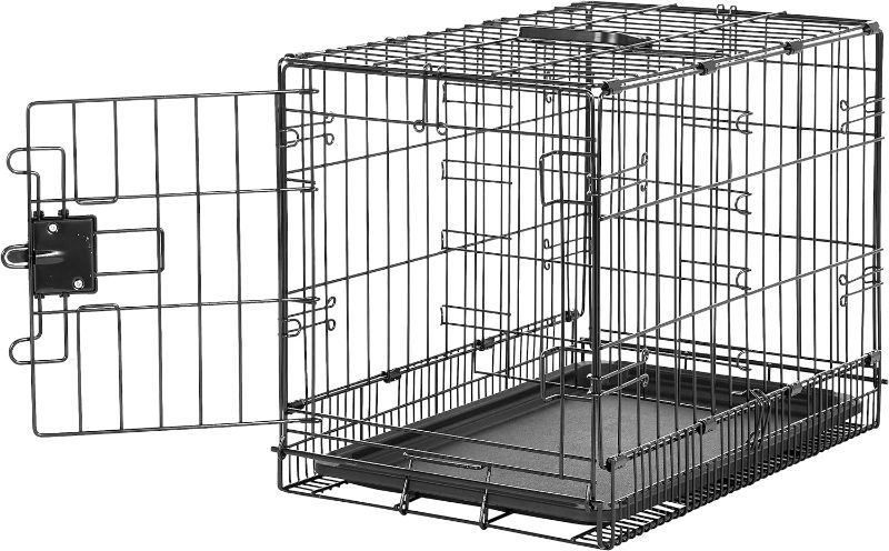 Photo 1 of Amazon Basics Durable, Foldable Metal Wire Dog Crate with Tray, Single Door, 22 InchesX 13 inches , Black
