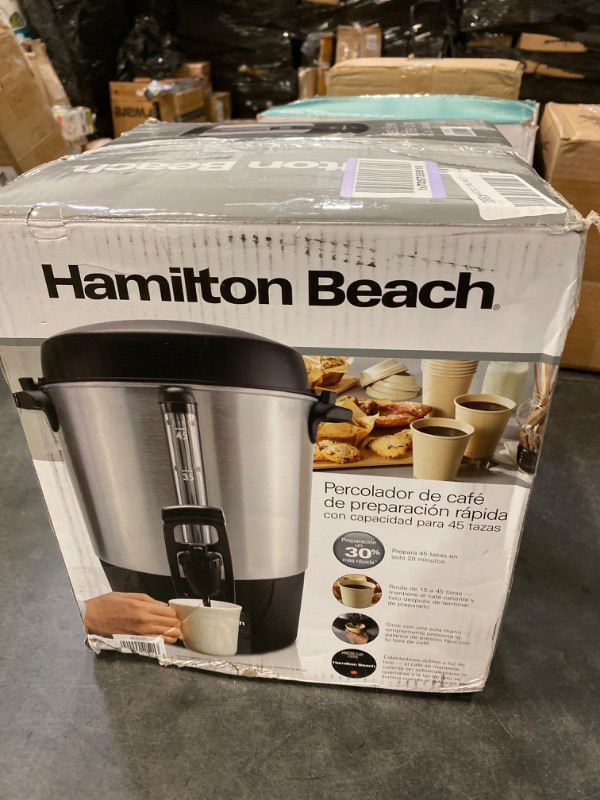 Photo 3 of Hamilton Beach 40521 Coffee Urn and Hot Beverage Dispenser, 45 Cup, Fast Brew, Silver 45 Cup, Fast Brew Silver