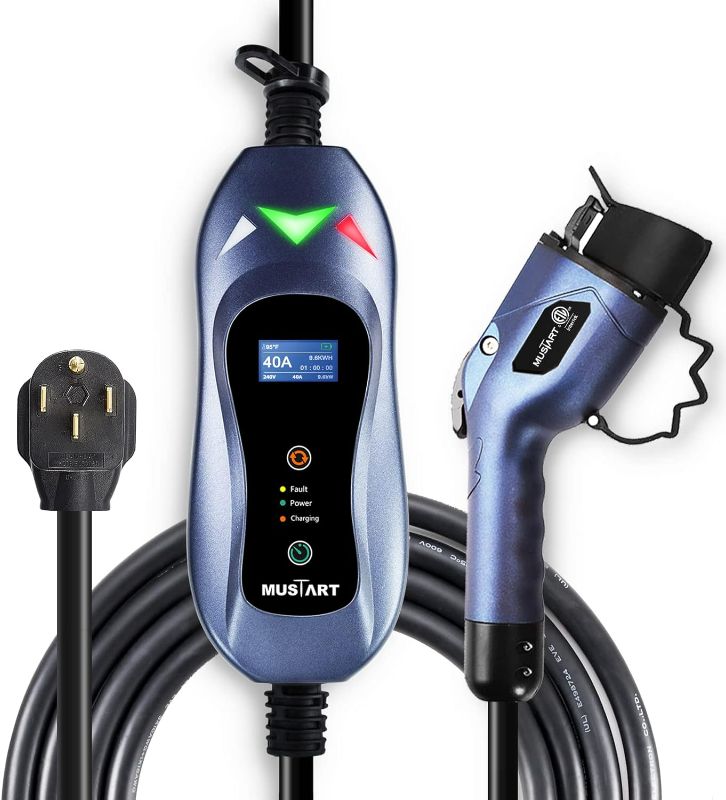 Photo 1 of MUSTART 40A Level 2 EV Charger, 240V NEMA14-50 Plug with 25 Feet Cable for J1772 EVs, 15/25/40A Adjustable Current
