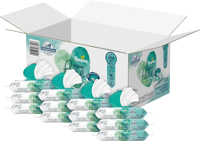 Photo 1 of Pampers Aqua Pure 99% Water Sensitive Baby Wipes - 672 Count

