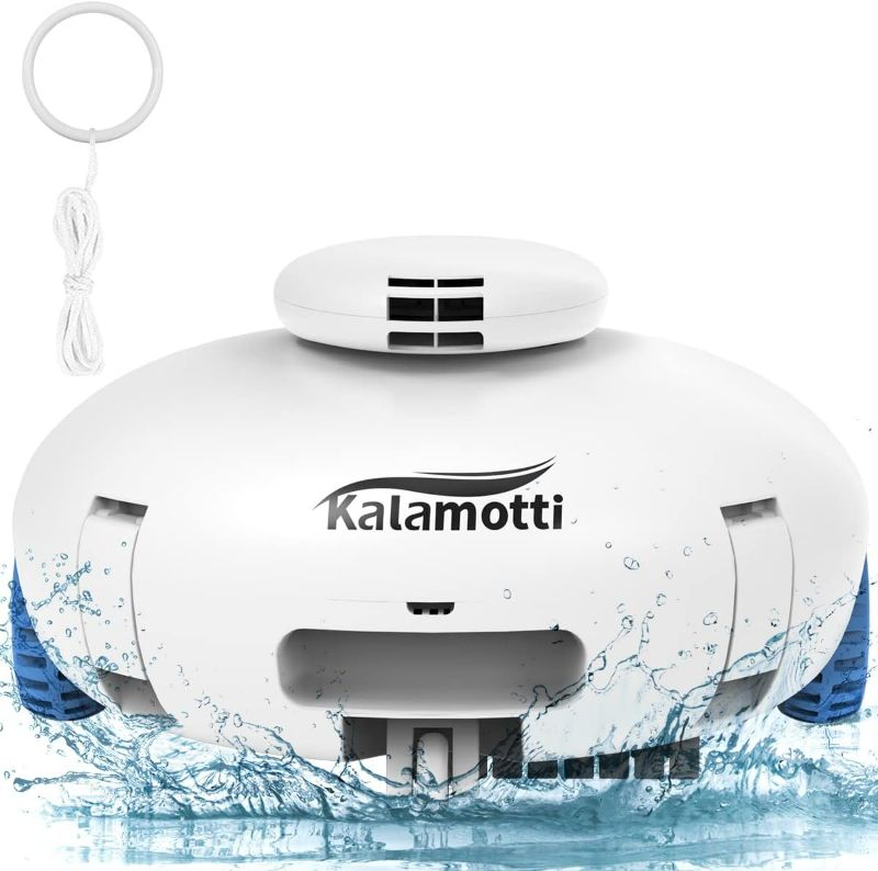 Photo 1 of Kalamotti Cordless Robotic Pool Cleaner - Pool Vacuum for Above Ground Pools Powerful Suction Rechargeable Battery, Lasts 140 Mins, Built-in Water Sensor Technology for Pool Surface Up to 630 Sq.Ft
