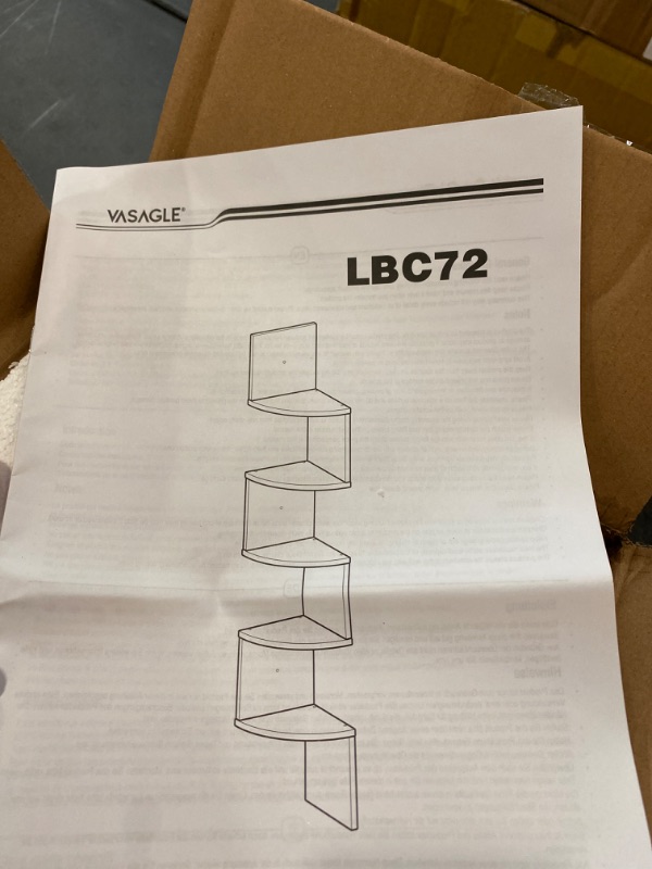 Photo 3 of VASAGLE Corner Shelf Wall Mount, 5-Tier Floating Wall Shelf, Corner Bookshelf, Plant Wall Shelf for Bedroom, Living Room, Bathroom, Office, Rustic Brown ULBC72BX