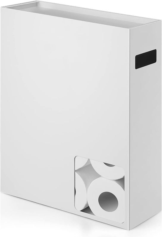 Photo 1 of Toilet Paper Storage Organizer, Toilet Paper Holder Dispenser, 12 Rolls Compatible, White
