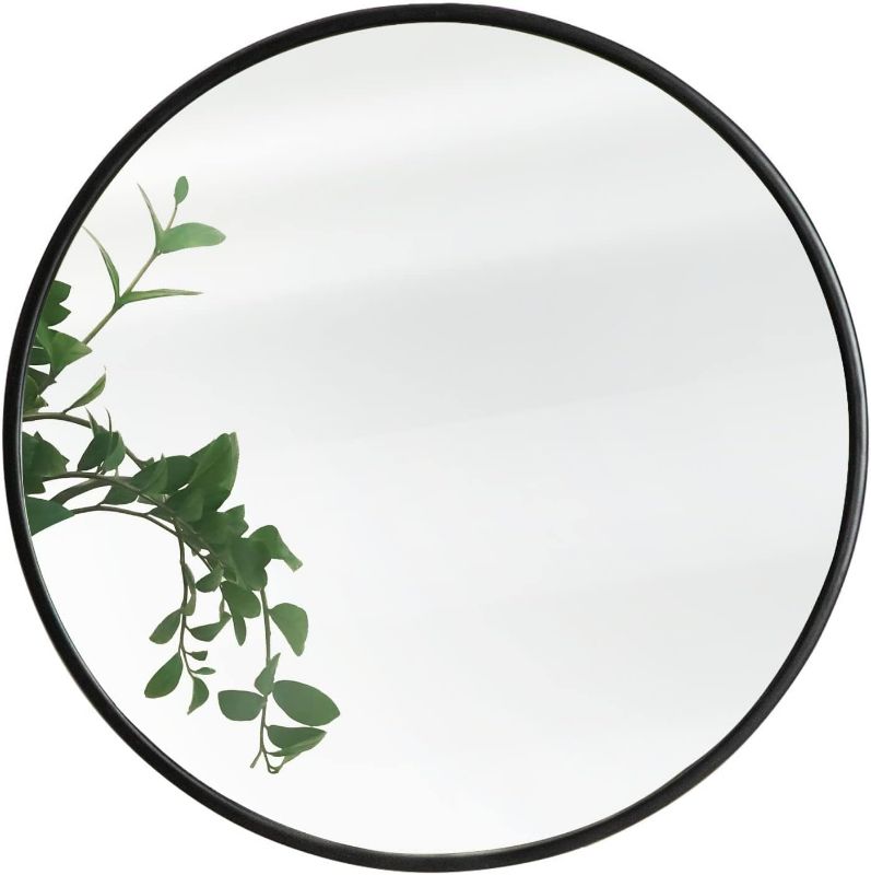 Photo 1 of Round Mirror, Black Round Mirror 30 Inch, Round Wall Mirror, Round Bathroom Mirror, Circle Mirrors for Wall, Metal Framed Mirror for Bathroom, Vanity, Bedroom, Entryway, Hallway
