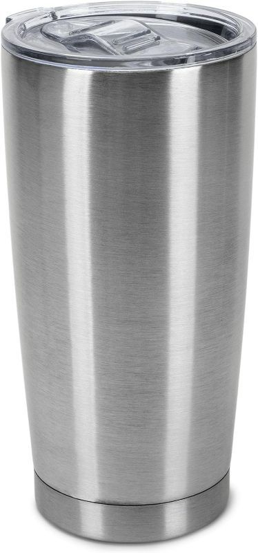 Photo 1 of 2 Piece Stainless Steel Insulated Barrel Shaped 20 Ounce Travel Tumbler Hot or Cold Coffee Mug Cup (White/Silver)