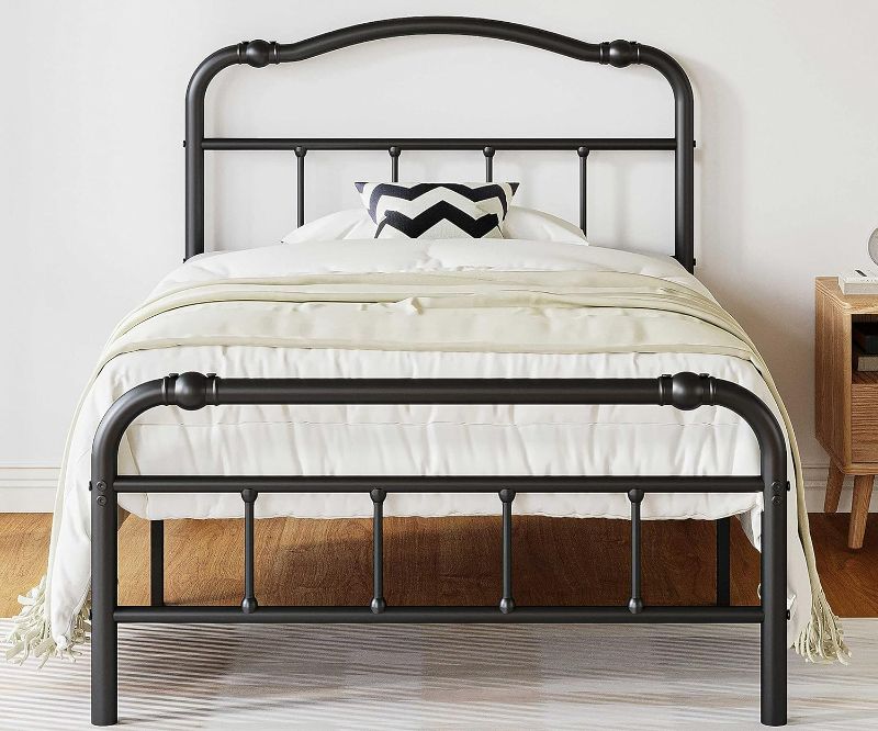 Photo 1 of FDLOGW Twin XL Size Bed Frame with Headboard and Footboard, 14 Inch High, No Box Spring Needed Heavy Duty Metal Platform Bedframe, Noise Free
