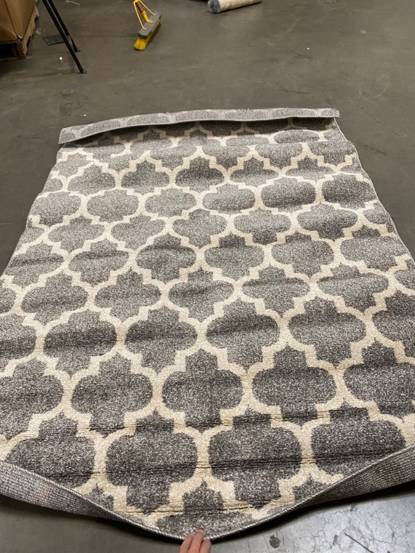 Photo 2 of Unique Loom Trellis Collection Area Rug - Philadelphia (4' 1" x 6' 1" Rectangle, Dark Gray/ Beige)
