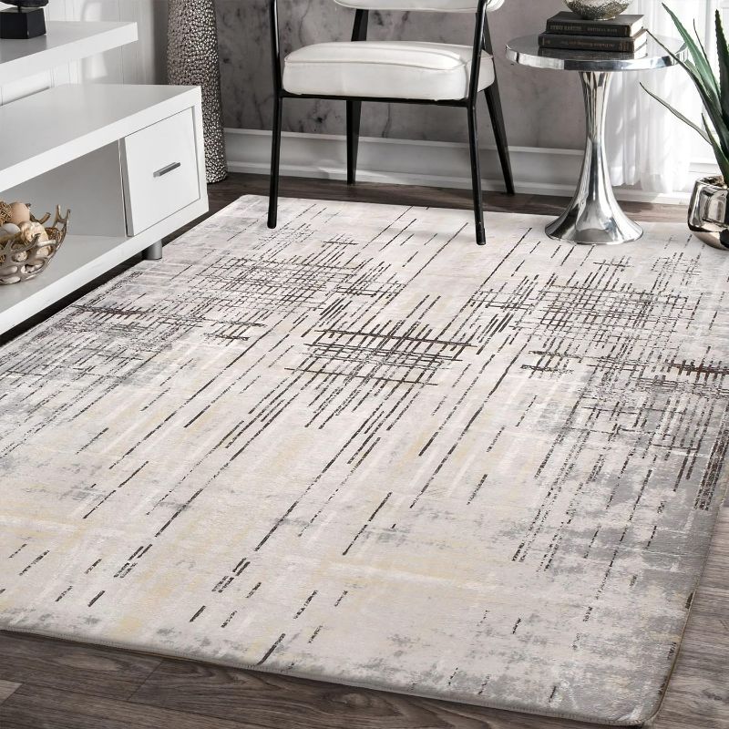 Photo 1 of  Area Rug Living Room Rugs Grey Modern Luxury Rug Soft Short Pile Carpet Modern Style Decorative Rugs for Living Room Bedroom (6X8)
