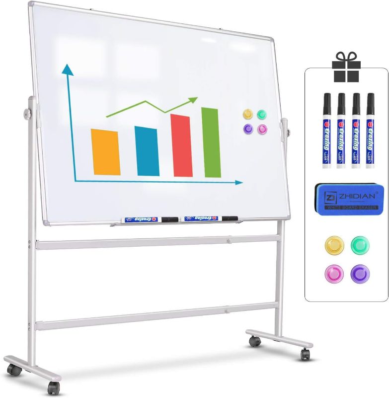 Photo 1 of Magnetic Mobile Whiteboard - 36x24" Double-Sided Dry Erase Board White Board with Stand 
