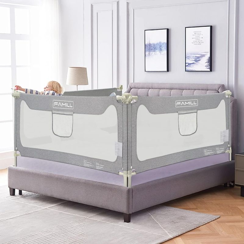 Photo 1 of FAMILL Toddler Bed Rail,Bed Rails for Toddler, Bed Rails for Kids, Toddler Bed Rail, Full Size Queen & King Mattress Bed Baby Guard Rail(Grey,1 Piece,60'')
