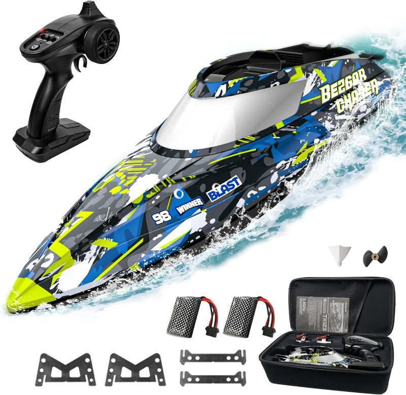 Photo 1 of BEZGAR TX123 Remote Control Boats - Fast Speed RC Boat 32+ KPH with A Portable Suitcase for Lakes & Pools & Salt Water, Summer Toys for Adults and Ideal Gifts for Kids Boys Age 6 7 8-12 Years Old
