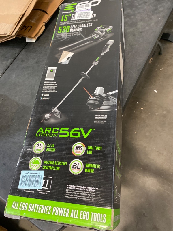 Photo 1 of EGO Power+ ST1502LB 15-Inch Cordless String Trimmer & 530CFM Blower Combo Kit with 2.5Ah Battery and Charger Included, Black