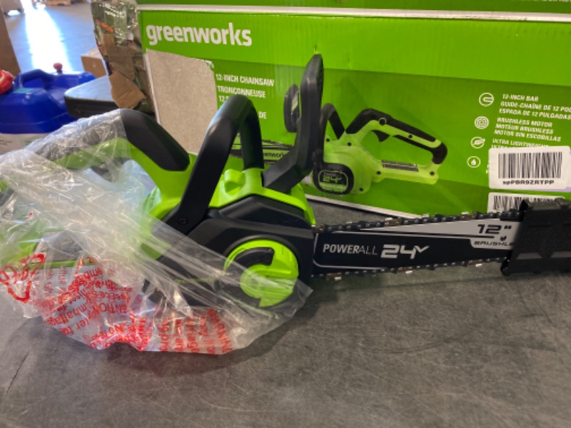 Photo 2 of Greenworks 24V 12 in. Brushless Chainsaw 