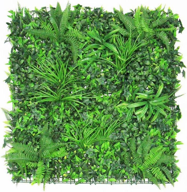 Photo 1 of ULAND Artificial Plant Wall Panels, 1pc 40"x40" Greenery Grass Wall Backdrop Decoration, Faux Ivy Leaves Outdoor Privacy Fence Covering
