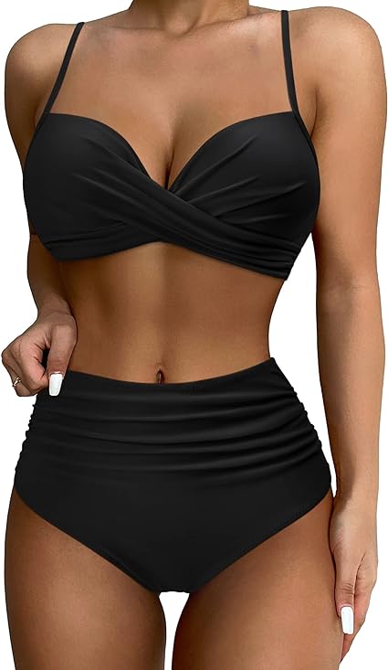 Photo 1 of SUUKSESS Women Twist High Waisted Bikini Sexy Push Up Two Piece Swimsuits
(M)
