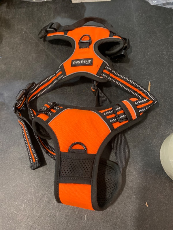 Photo 2 of Eagloo Dog Harness for Large Dogs, No Pull Service Vest with Reflective Strips and Control Handle, Adjustable and Comfortable for Easy Walking, No Choke Pet Harness with 2 Metal Rings, Orange, L
