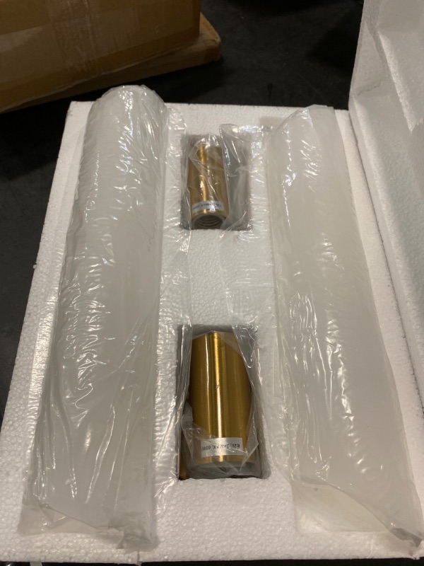 Photo 2 of DAYCENT Modern Gold Bathroom Vanity Light Brass Wall Sconces Set of 2 Cylinder Sconce Lighting, 15.4-in
