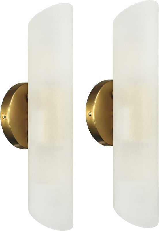 Photo 1 of DAYCENT Modern Gold Bathroom Vanity Light Brass Wall Sconces Set of 2 Cylinder Sconce Lighting, 15.4-in
