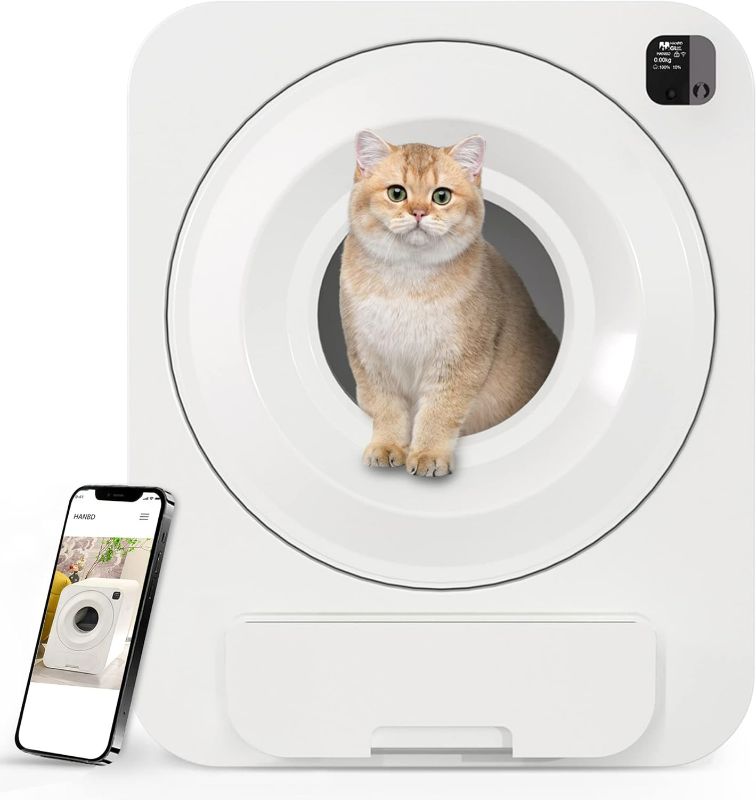 Photo 1 of Self Cleaning Cat Litter Box, Automatic Cat Litter Box No Scooping Smart Robort with APP Control(2.4Ghz Static WiFi) Odor Removal Health Monitor Quiet 78L Space for Cats Free Cat Bed
