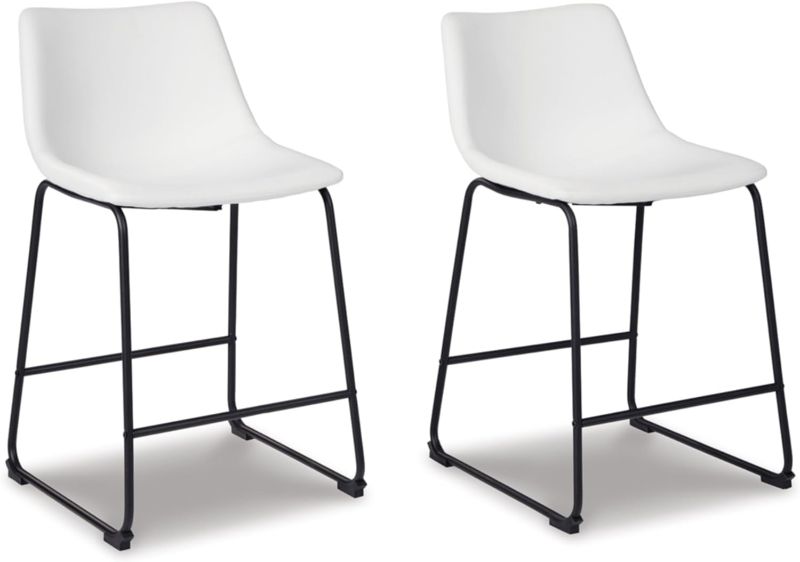 Photo 1 of Walker Edison Douglas Urban Industrial Faux Leather Armless Bar Chairs, Set of 2, White 
