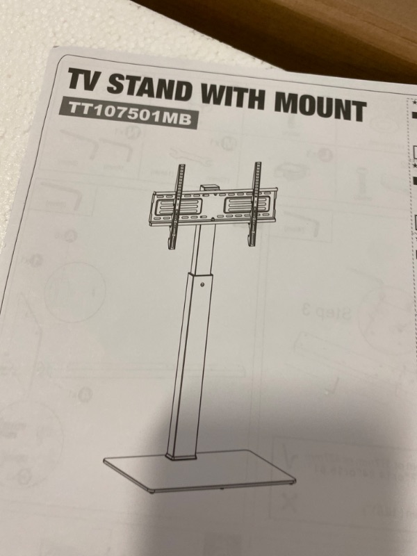 Photo 3 of TV Stand with Mount l Height Adjustable and Space Saving Design for Most 27 to 65 inch LCD, LED OLED TVs, Perfect for Corner & Bedroom HT1002B