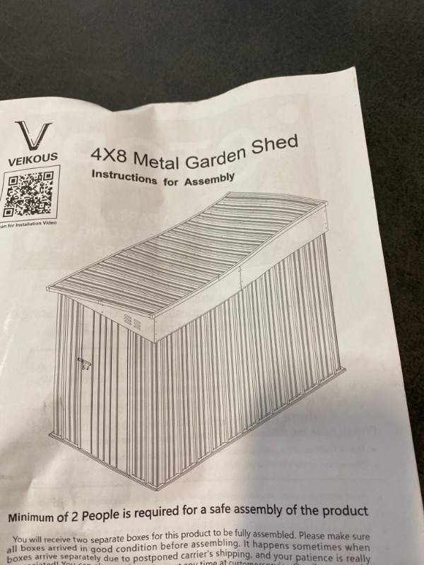 Photo 4 of ** FINAL SALE – SOLD AS IS **  VEIKOU 4' x 8' Outdoor Storage Shed, Lean-to Shed Kit with Thickened Galvanized Steel, Small Metal Shed with Lockable Door, Patio Garden Tools Shed Utility Bike Storage w/Air Vents, Grey & Black
