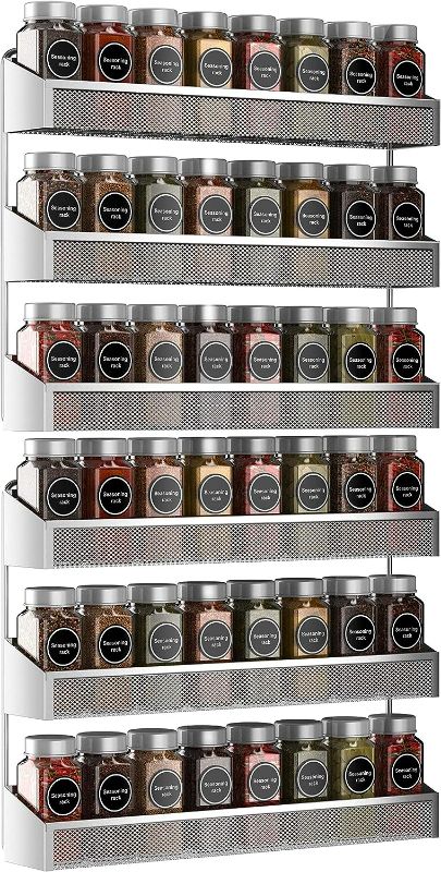 Photo 1 of Auledio 2 Pack Spice Rack Organizer, 3 Tier Counter-top Stand or Wall Mounted Storage Rack Hanging Shelf for Kitchen Cabinet, Cupboard, Pantry Door or Bathroom Shower Cosmetic - Chrome
