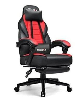 Photo 1 of BOSSIN  Gaming Chair , Leather Computer Desk Chair with Footrest and Headrest, Ergonomic Heavy Duty Design, Large Size High-Back E-Sports, Big and Tall Gaming Chair