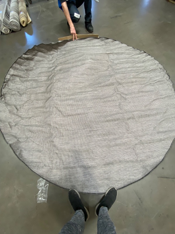 Photo 2 of Nourison Positano Indoor/Outdoor Charcoal 8' x round Area Rug, Easy Cleaning, Non Shedding, Bed Room, Living Room, Dining Room, Backyard, Deck, Patio (8 Round) 8' Round Charcoal