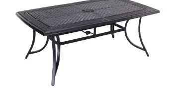 Photo 1 of Mondawe Patio Table Rectangle Outdoor Dining Table 42-in W x 72-in L with Umbrella Hole
