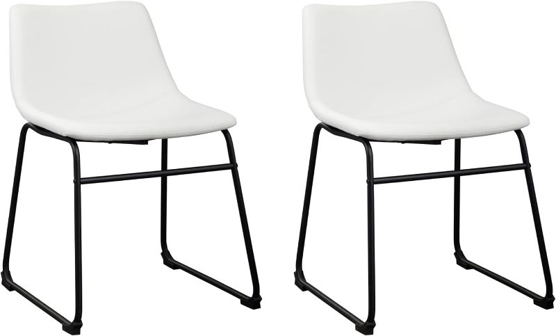 Photo 1 of Signature Design by Ashley Centiar Urban Industrial Faux Leather 18.75" Bucket Dining Chair, 2 Count, White
