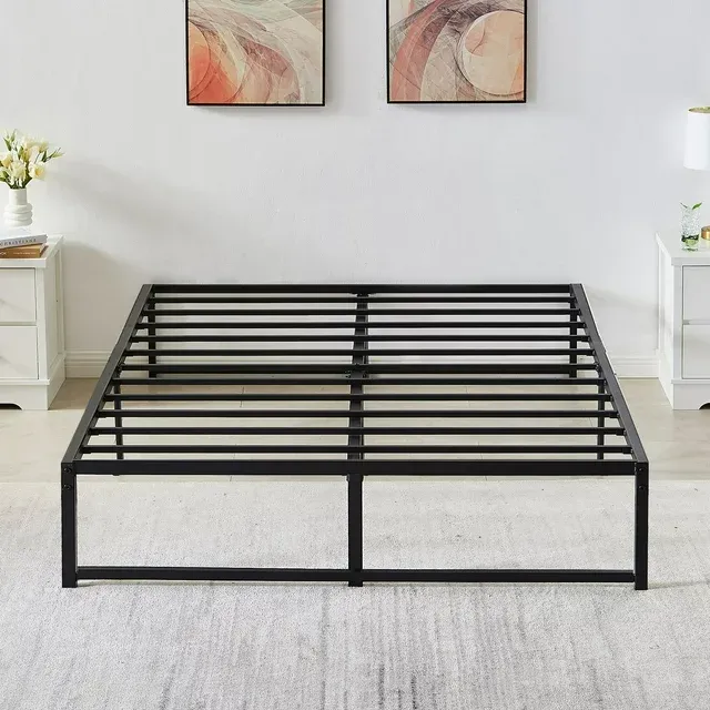 Photo 1 of  14.2 Inch Queen Metal Platform Bed Frame, Strong Metal Slats Support/Mattress Foundation, Black
