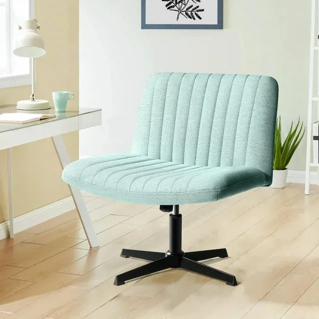 Photo 1 of Armless Office Desk Chair No Wheels,Fabric Padded Modern Swivel Vanity Chair,Height Adjustable Wide Seat Computer Task Chair for Home Office