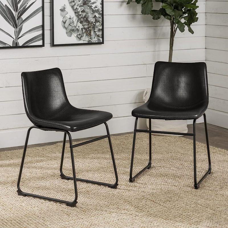 Photo 1 of 1 Piece LEMBERI Faux Leather Dining Chairs , 18 Inch Kitchen & Dining Room Chairs,Mid Century Modern Dining Chairs with Backrest and Metal Legs, Comfortable Upholstered Seat Chairs
