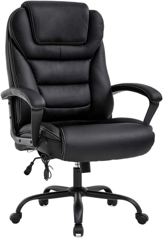 Photo 1 of KADIRYA Office Chair Big and Tall 500 Pound Wide Seat, PU Leather Executive Computer Chair High Back, Home Office Desk Chairs for Heavy Duty Large People(Black A)
