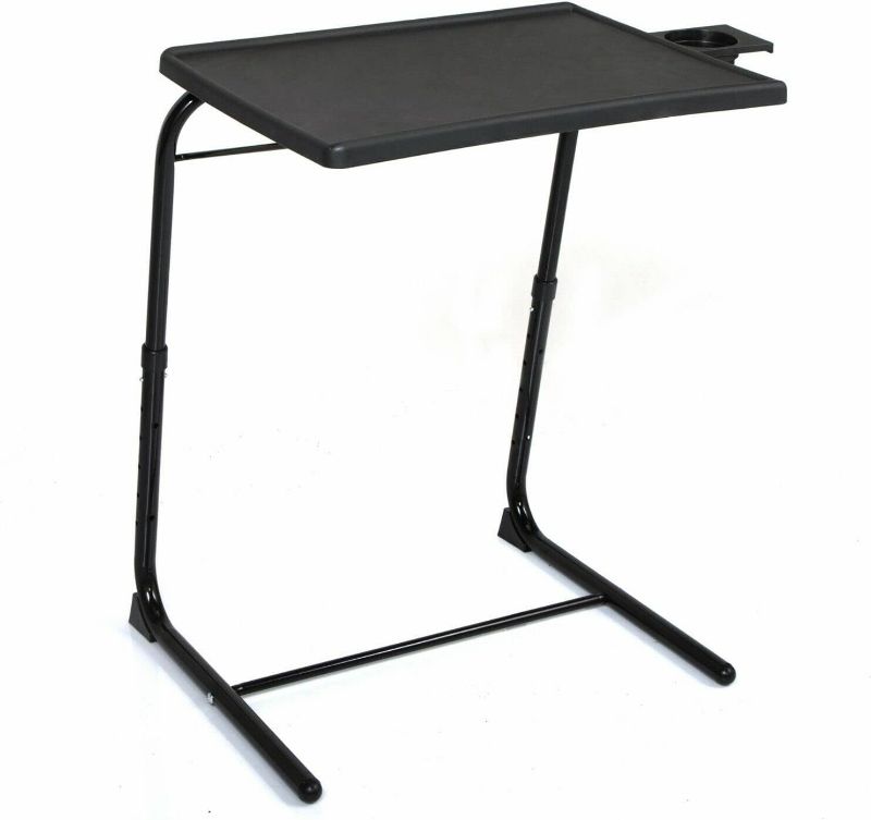 Photo 1 of Adjustable TV Tray Table - TV Dinner Tray on Bed & Sofa, Comfortable Folding Table with 6 Height & 3 Tilt Angle Adjustments (Black)
