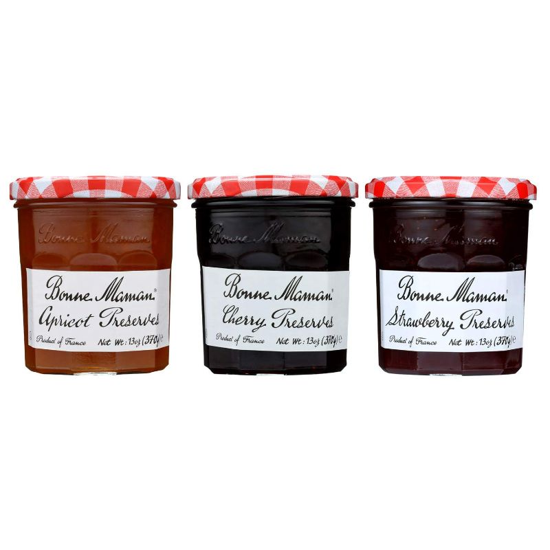 Photo 1 of Bonne Maman Fruit Preserves, Variety Pack (Strawberry, Cherry, Apricot), 13 Ounce Jars (Pack of 3)
