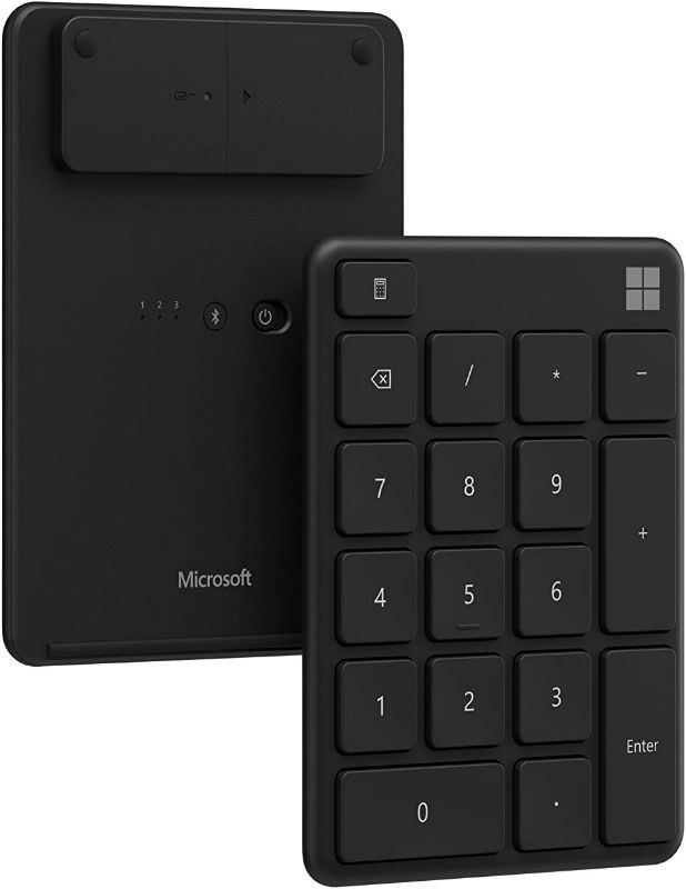Photo 1 of Microsoft Number Pad - Matte Black. Standalone Number Pad for Numeric Input. Wireless, Bluetooth 18-Key Number Pad with Up To 24 Months Battery Life
