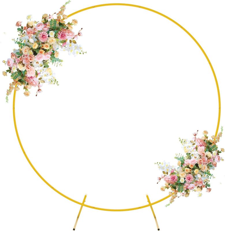 Photo 1 of Fomcet 6FT Round Wedding Arch Circle Backdrop Stand Balloon Frame Gold Metal Wedding Arch for Ceremony Birthday Party Baby Shower Anniversary Bridal Graduation Background Decoration
