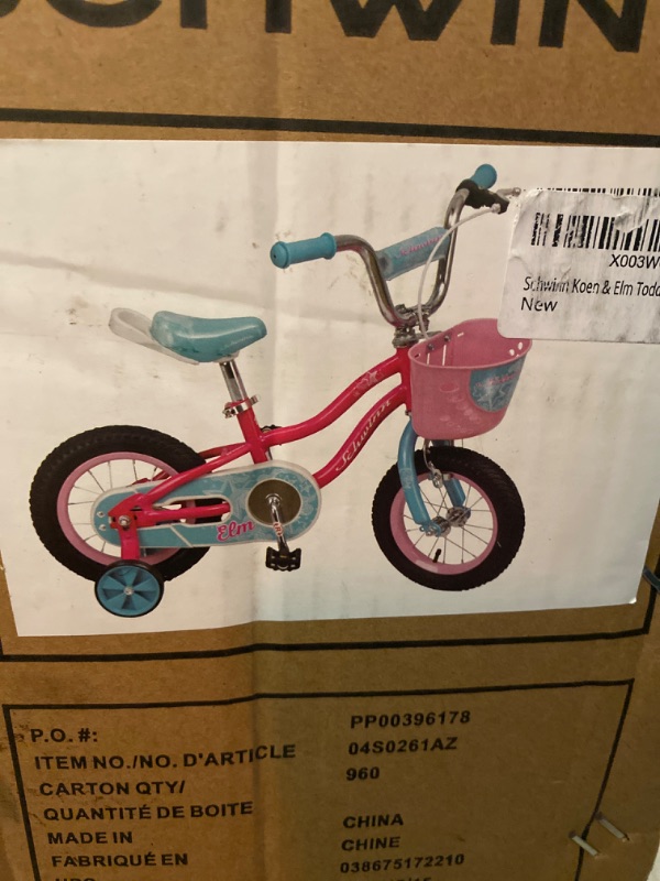 Photo 2 of Schwinn Koen & Elm Toddler and Kids Bike, 12-18-Inch Wheels, Training Wheels Included, Boys and Girls Ages 2-9 Years Old, Rider Height 28-52-Inches, Basket or Number Plate SEALED
