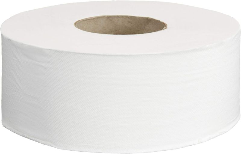 Photo 1 of AmazonCommercial FSC Certified 2-Ply 9" Jumbo Toilet Paper, Septic Safe, Compatible with Universal Dispensers, Unscented, 1000 Feet per Roll, 12 Rolls, White
