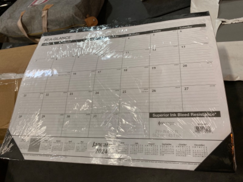 Photo 2 of AT-A-GLANCE 2024 Desk Calendar, Desk Pad, 21-3/4" x 17", Large, Ruled Blocks, Monthly (SK240024) 1 Count 2024 New Edition