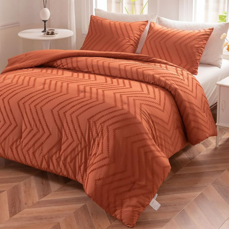 Photo 1 of SLEEPBELLA King Size Comforter Set Burnt Orange, Lightweight Bedding Comforters & Sets for King Bed, Terracotta Boho Bedding for All Seasons
