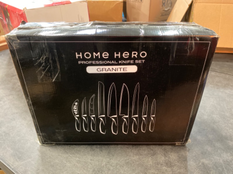 Photo 3 of Home Hero 20 Pcs Kitchen Knife Set, Chef Knife Set & Steak Knives - Professional Design Collection - Razor-Sharp High Carbon Stainless Steel Knives with Ergonomic Handles (20 Pcs - Black) NEW 
