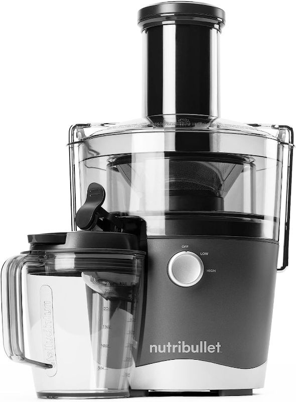 Photo 1 of NutriBullet Juicer Centrifugal Juicer Machine for Fruit, Vegetables, and Food Prep, 27 Ounces/1.5 Liters, 800 Watts, Gray NBJ50100
