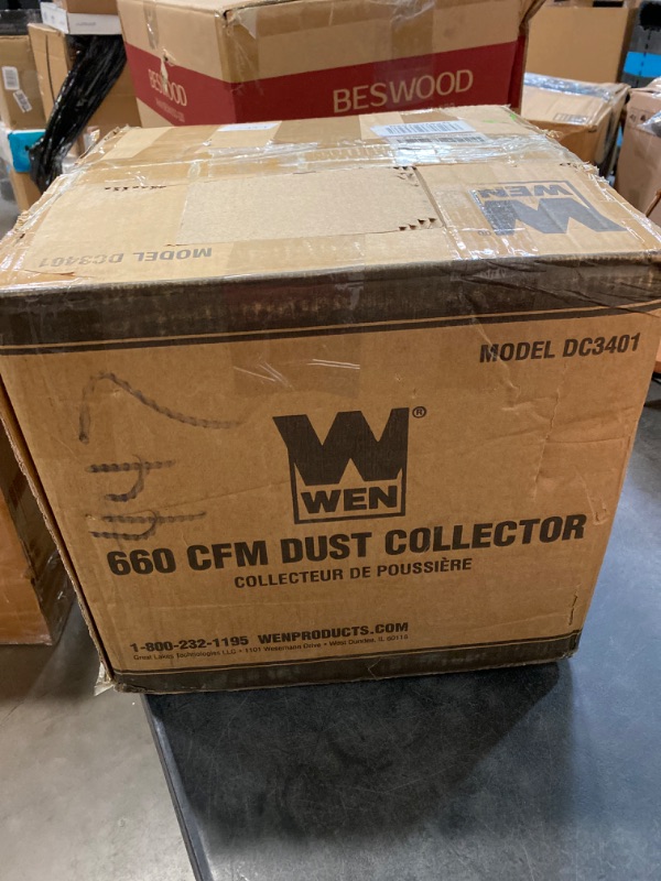 Photo 3 of WEN DC3401 5.7-Amp 660 CFM Rolling Dust Collector with 12-Gallon Bag and Optional Wall Mount , Black 5.6A Brushed Motor