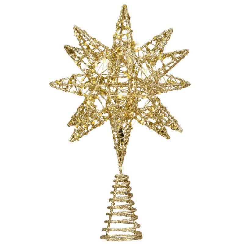 Photo 1 of Garneck 1Pc Wrought Iron Star Ornament Metal Xmas Tree Topper Ornaments Xmas Tree Pendant Glitter Star Tree Topper Xmas Tree Star Christmas Star Topper Nativity Decor Crafts Christmas Tree
