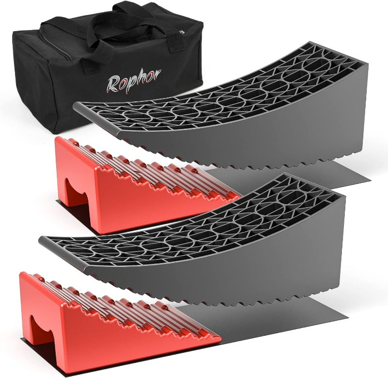 Photo 1 of Rophor Camper Leveler 2 Packs, New Version Ramps Kit for Travel Trailer, Up to 35,000 lbs, Double Non-Slip Design, Faster and Easier Than RV Leveling Blocks
