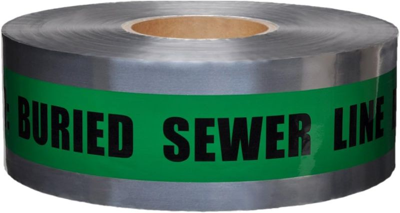 Photo 1 of Presco Underground Detectable Tape: 3 in. x 1000 ft. (Green with Black "CAUTION BURIED SEWER LINE BELOW" printing) NEW 
