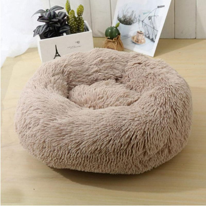 Photo 1 of Comfortable Donut Cuddler Round Dog Bed, Pet Dog Bed Warm Fleece Round Dog Kennel House Long Plush Winter for Medium Large Dogs Cats Soft Cushion Mat-18 inch with Anti Slip Bottom
